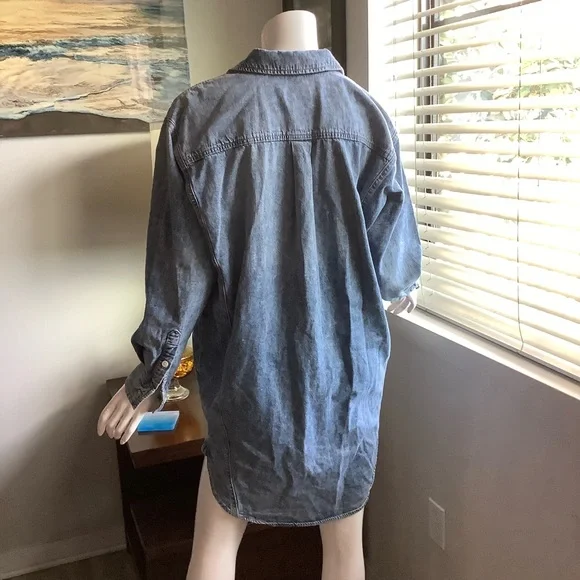 Universal Thread Acid Wash Denim Shirt Dress - Picture 3 of 6